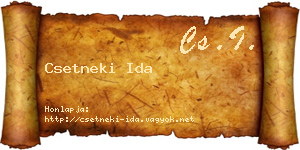 Csetneki Ida névjegykártya